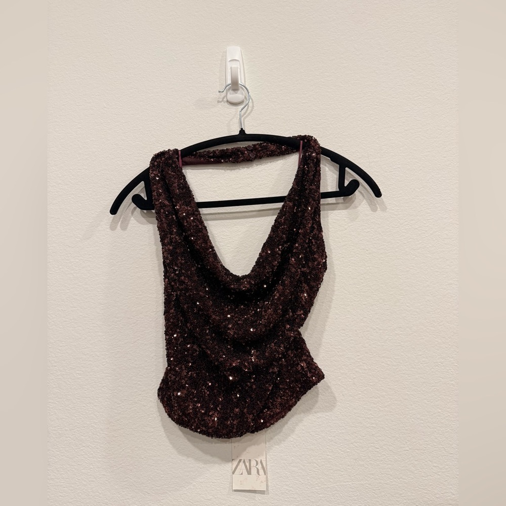 NWT Zara Sparkling Halter Top - Picture 4 of 5
